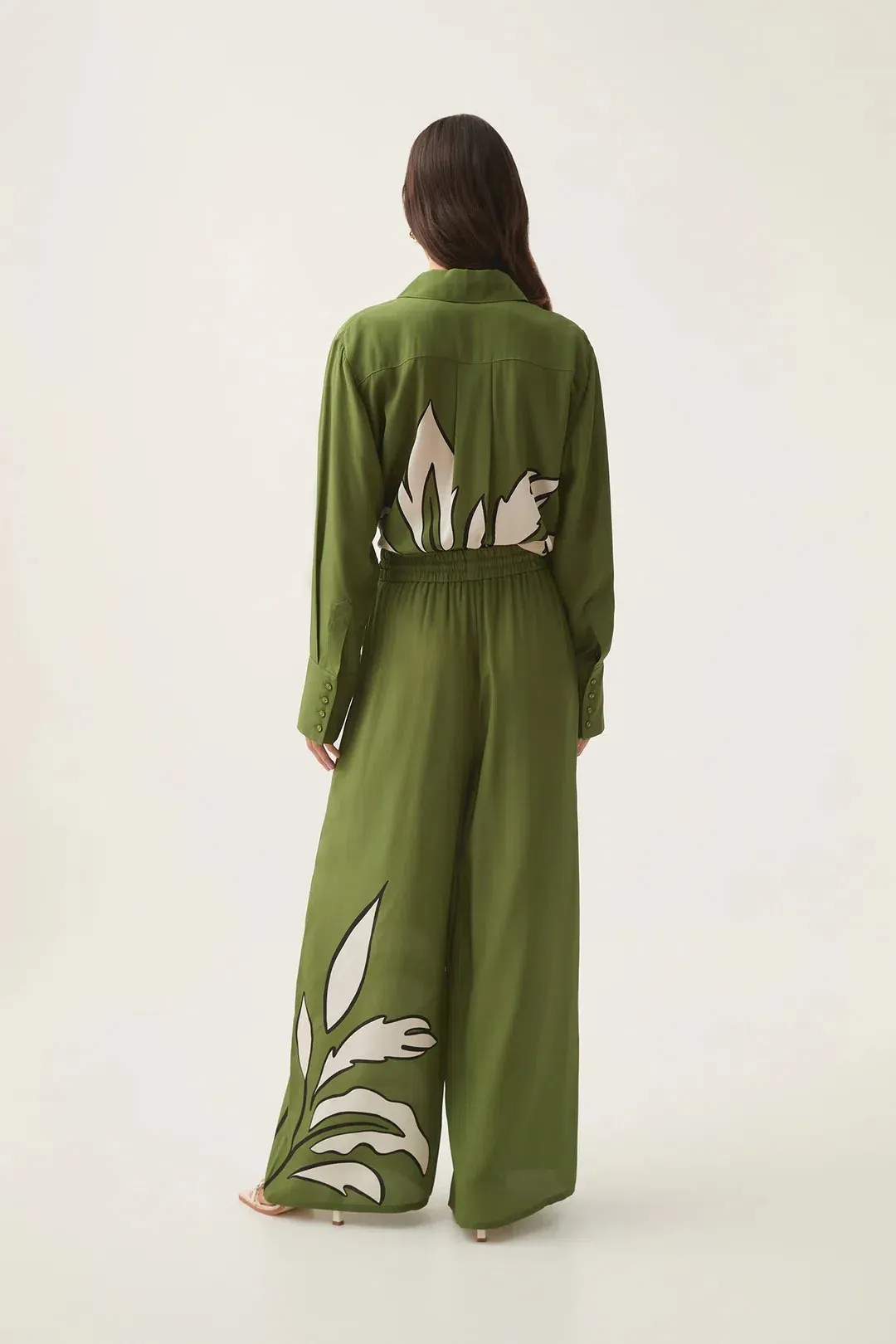 Aje Planetary Silk Drawcord Pants Abstract Fern Size AU 6 for rent on The Volte - main image