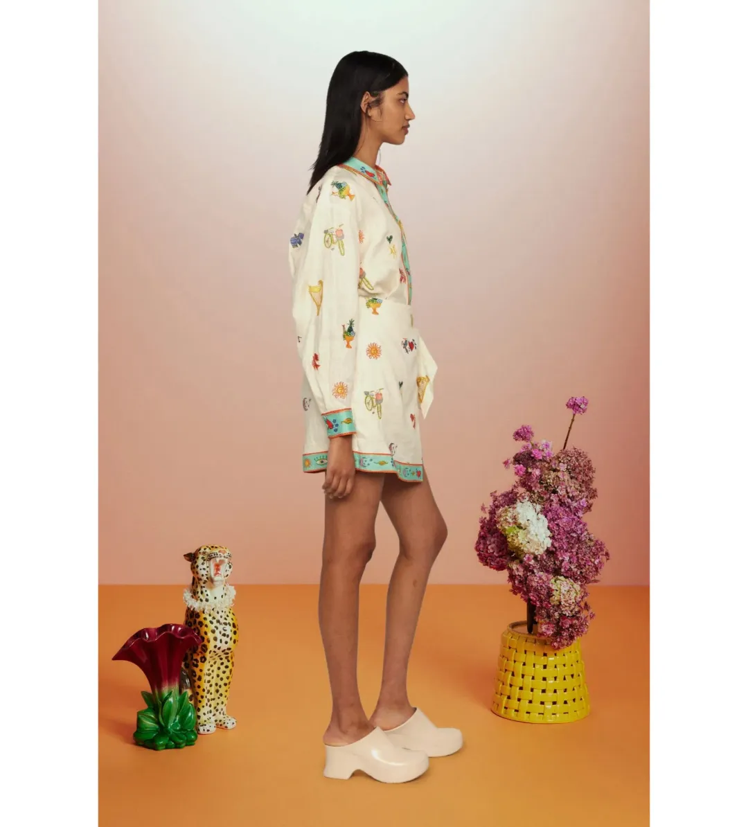 Alémais Holiday Go-to Embroidered Shirt and Skirt Print Size AU 14 for rent on The Volte - main image