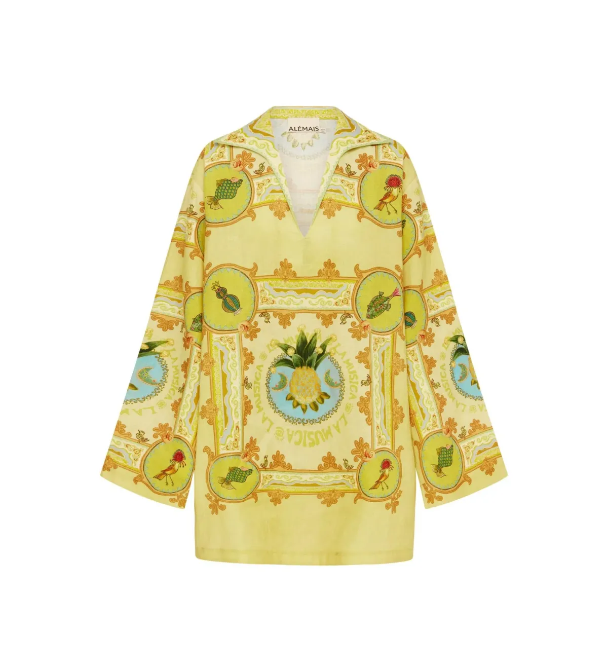 Alémais La Musica Tunic Dress Yellow Print Size AU 12 - Image 6