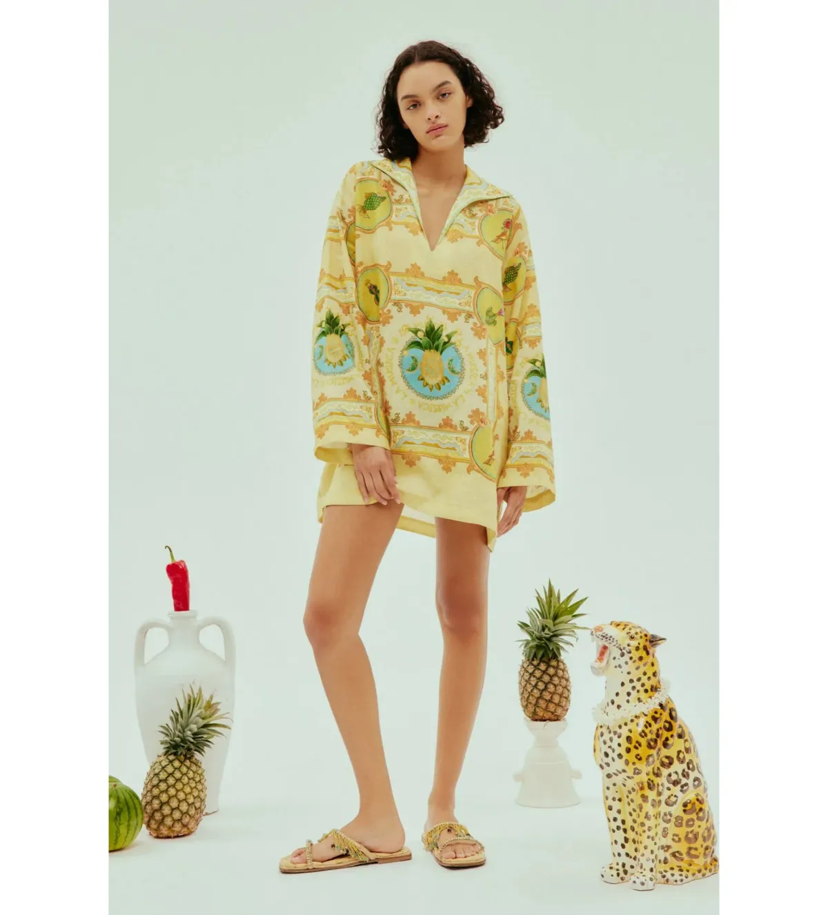 Alémais La Musica Tunic Dress Yellow Print Size AU 12 - Image 1