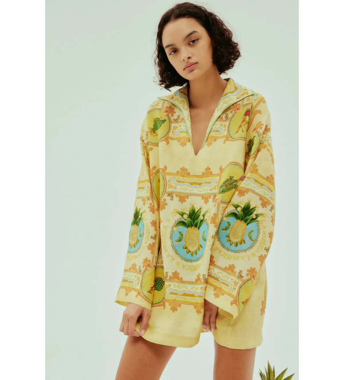 Alémais La Musica Tunic Dress Yellow Print Size AU 14 - Image 3
