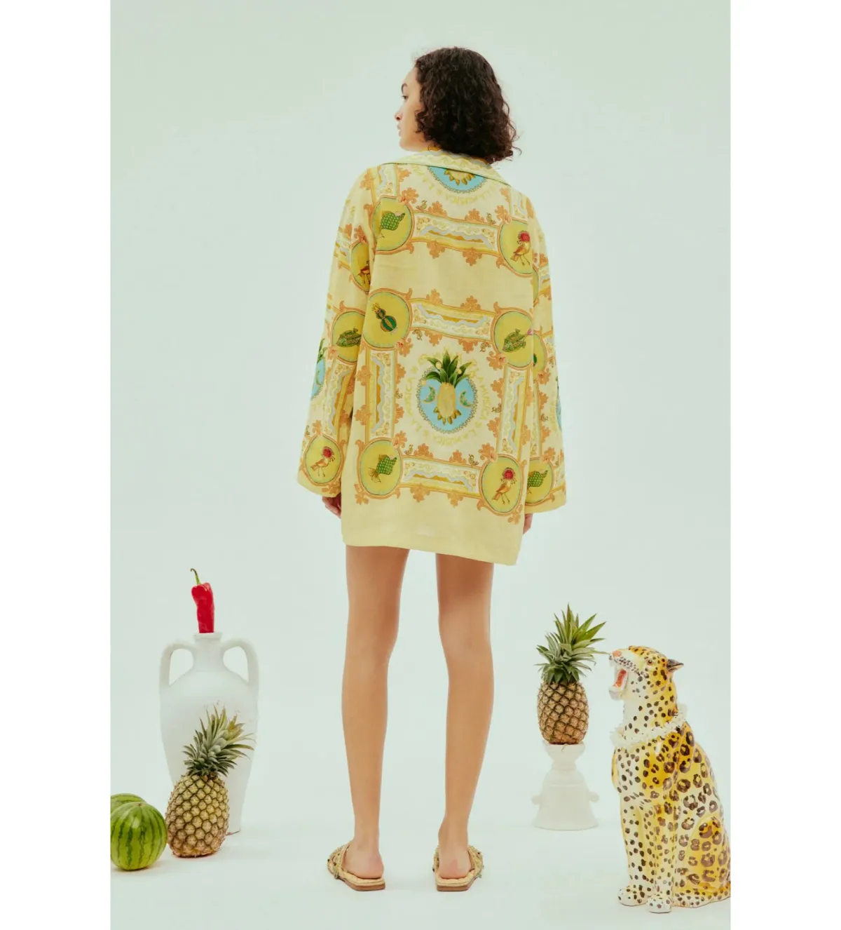 Alémais La Musica Tunic Dress Yellow Print Size AU 16 - Image 5