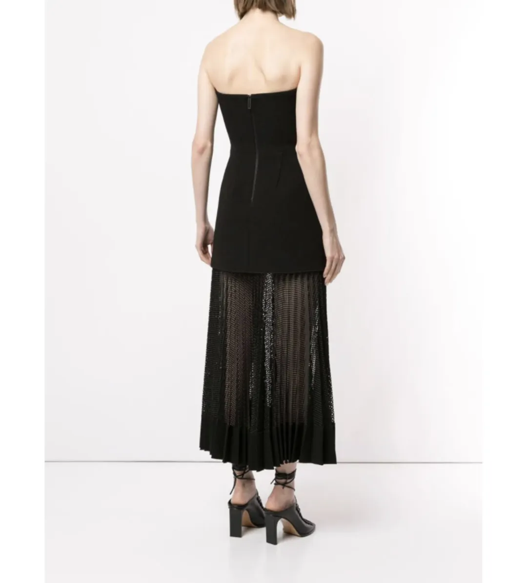 Dion Lee Net Pleat Strapless Dress Black Size AU 10 for rent on The Volte - main image
