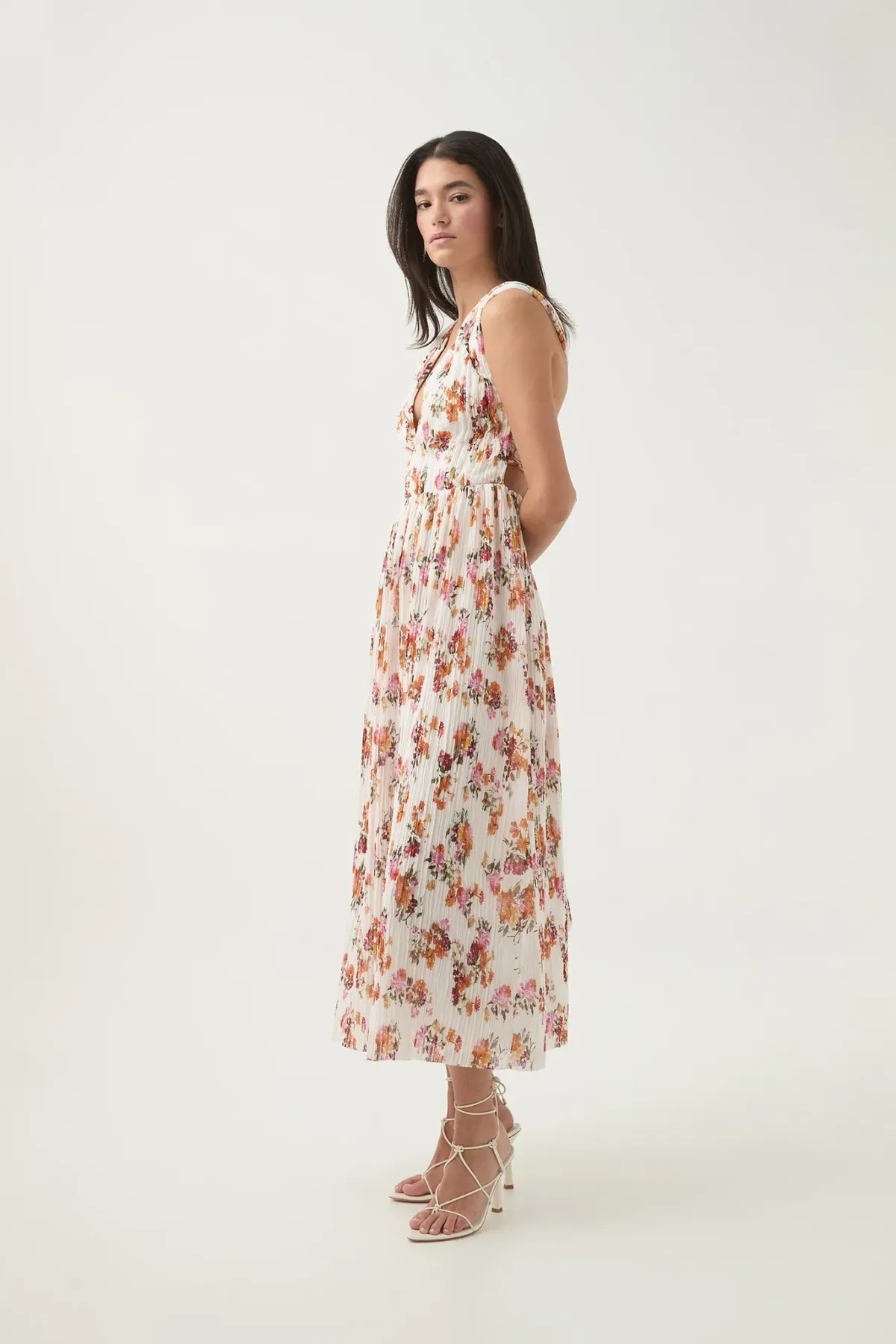 Aje Becoming Bow Back Midi Dress Flora Natura Size AU 10  - Image 3