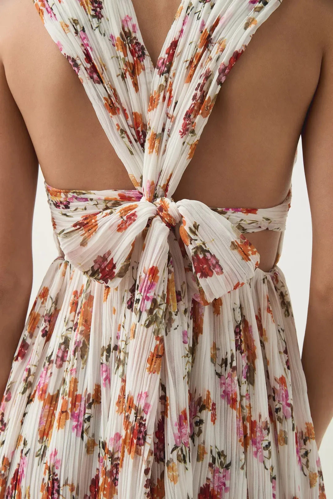 Aje Becoming Bow Back Midi Dress Flora Natura Size AU 10  for rent on The Volte - main image