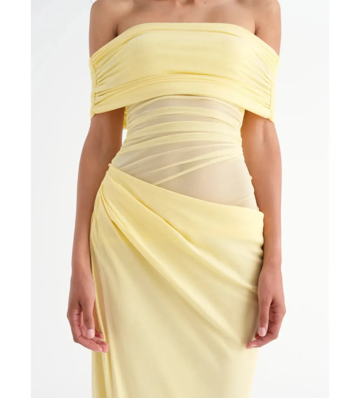 Benni Nico Off Shoulder Maxi Dress in Butter Size AU 8 - Image 3
