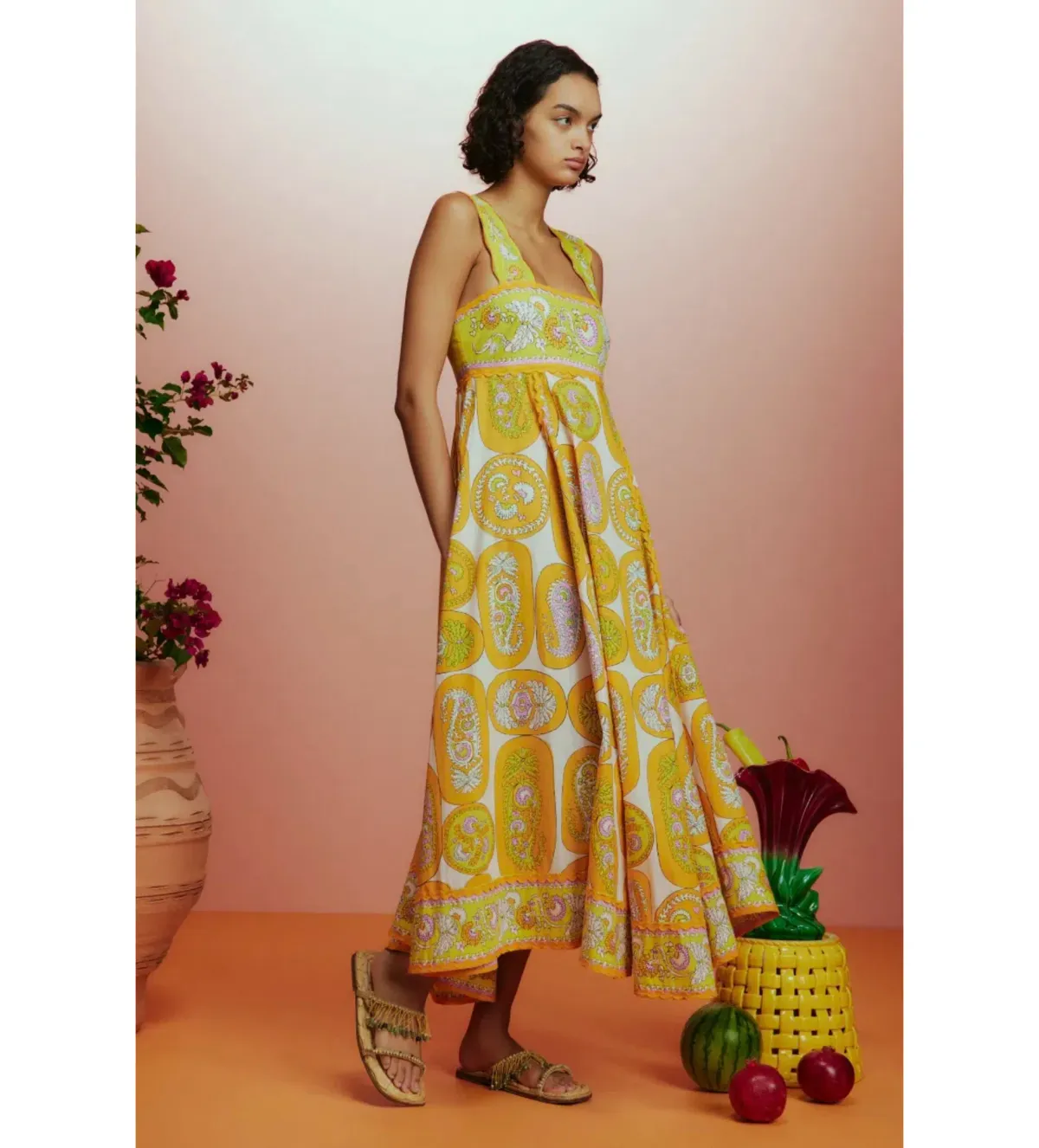 Alemais Diana Summer Dress Yellow Floral Size AU 8 - Image 2