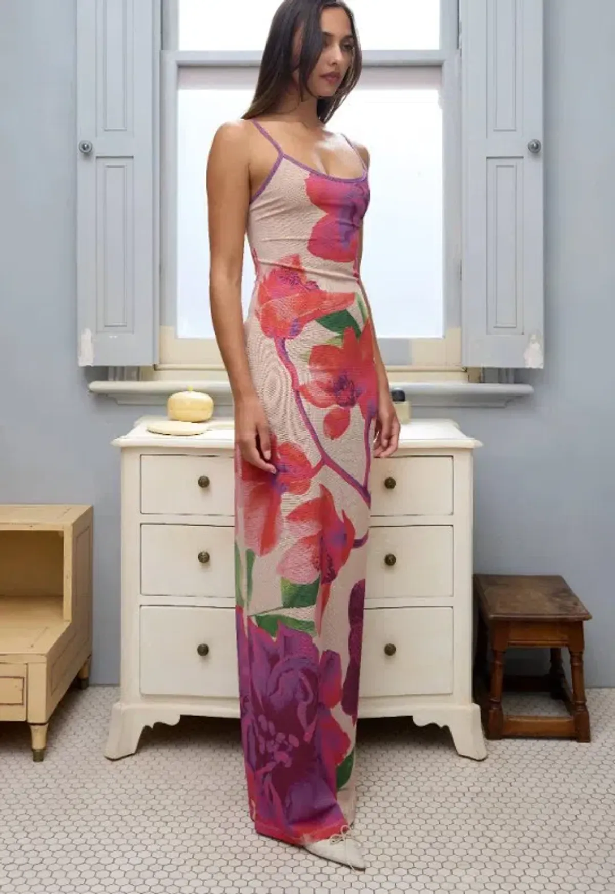 WIth Harper Lu Slip Dress - Mesh Fuchsia Bloom size M - Image 2