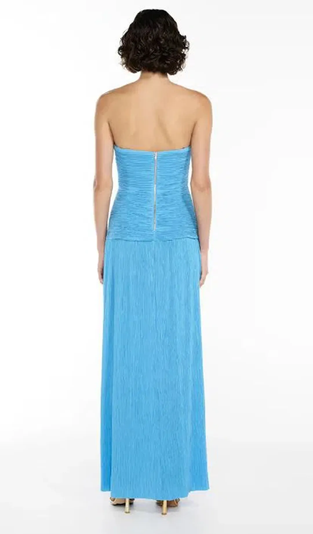 Manning Cartell Double Time Pleat Strapless Dress in Cerulean Blue Size 12 for rent on The Volte - main image