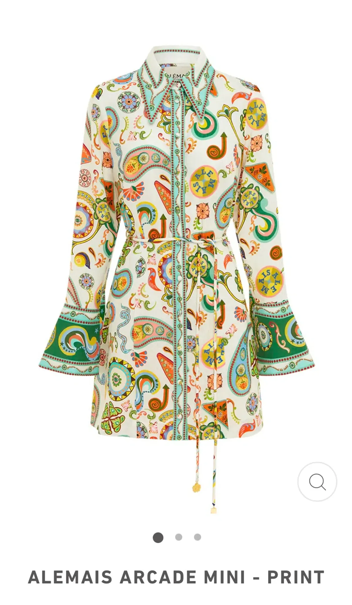 Alemais Arcade Mini Dress. Green. Size 10 - Image 1