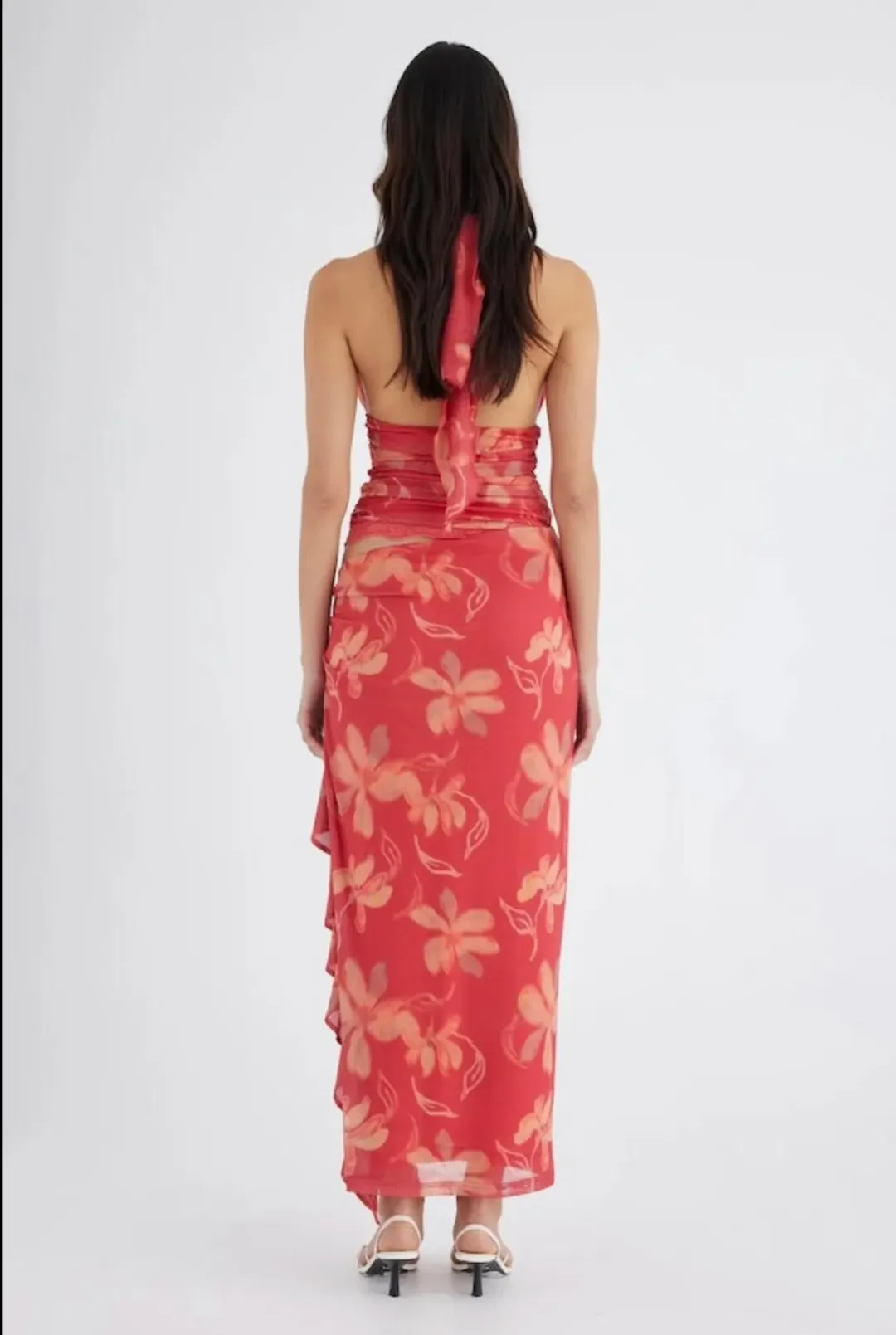Benni Penelope Halter Maxi Dress Hibiscus Floral Size 6 for rent on The Volte - main image