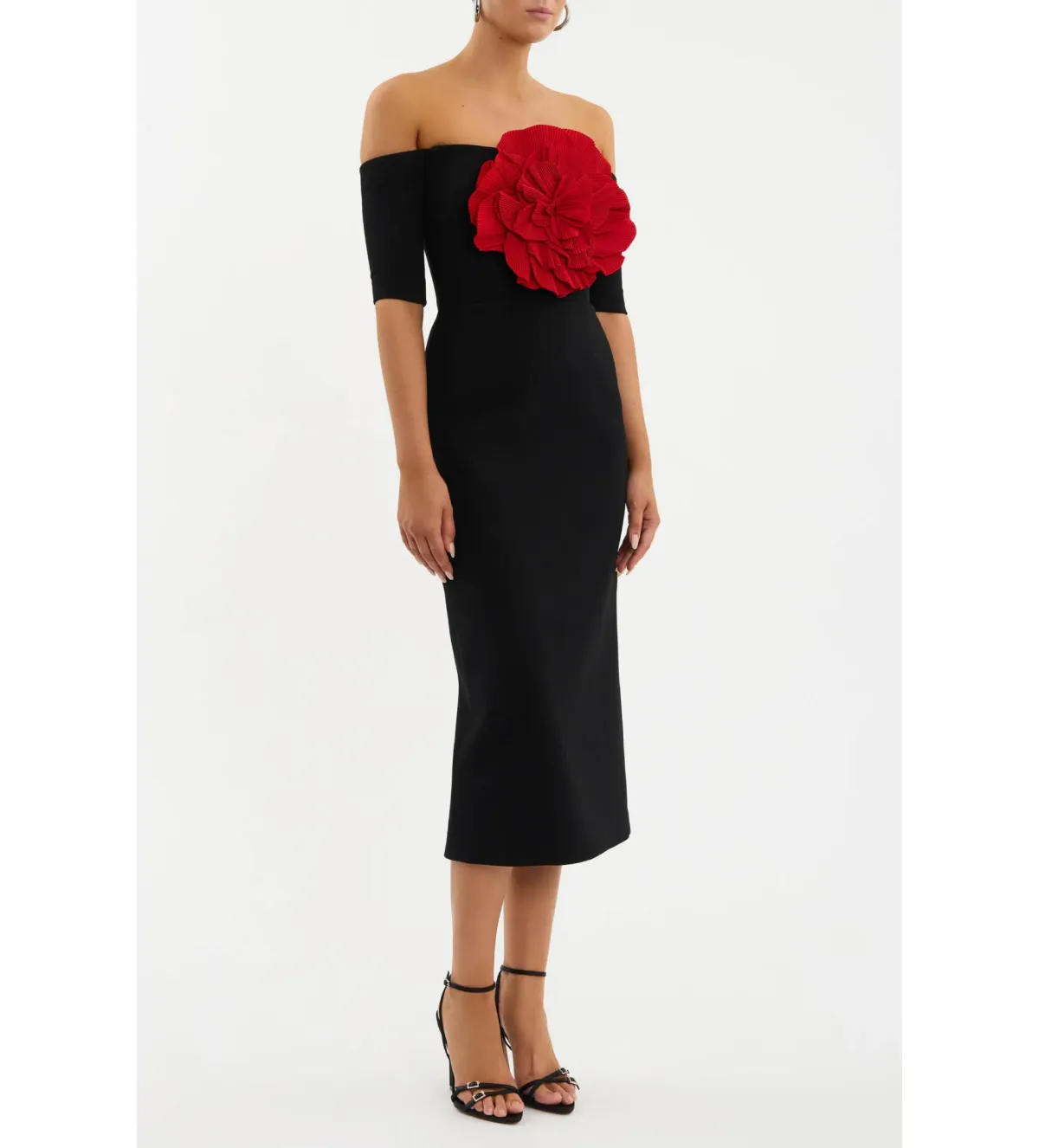 Rebecca Vallance Rhosen Off The Shoulder Midi Dress Black Size AU 8 - Image 2