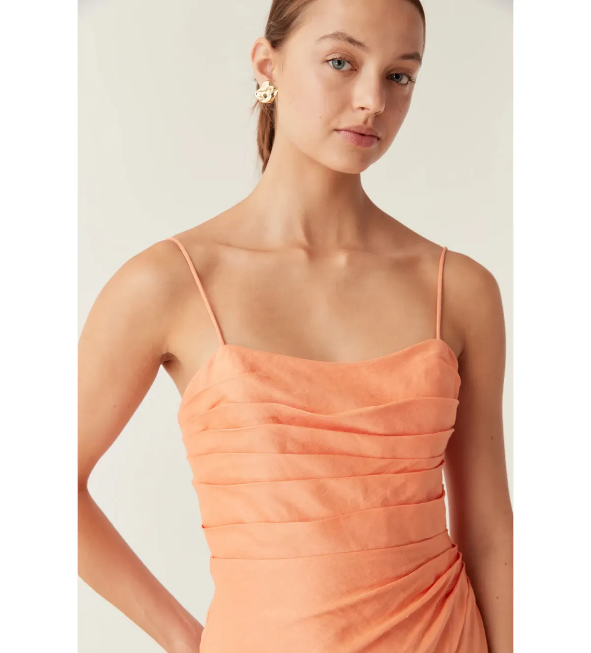 Aje Clarice Draped Maxi Dress Sunset Orange Size AU 8 - Image 2
