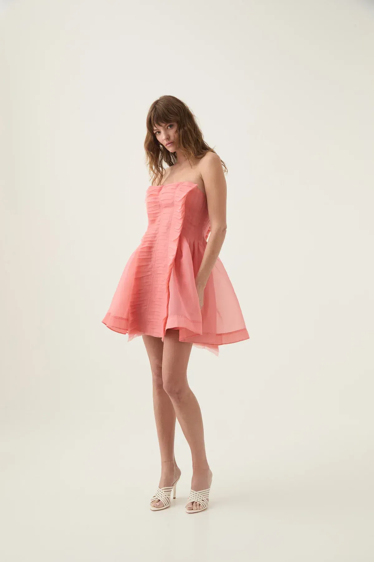 Aje Astrid Strapless Mini Dress Washed Coral Size AU 6  - Image 3