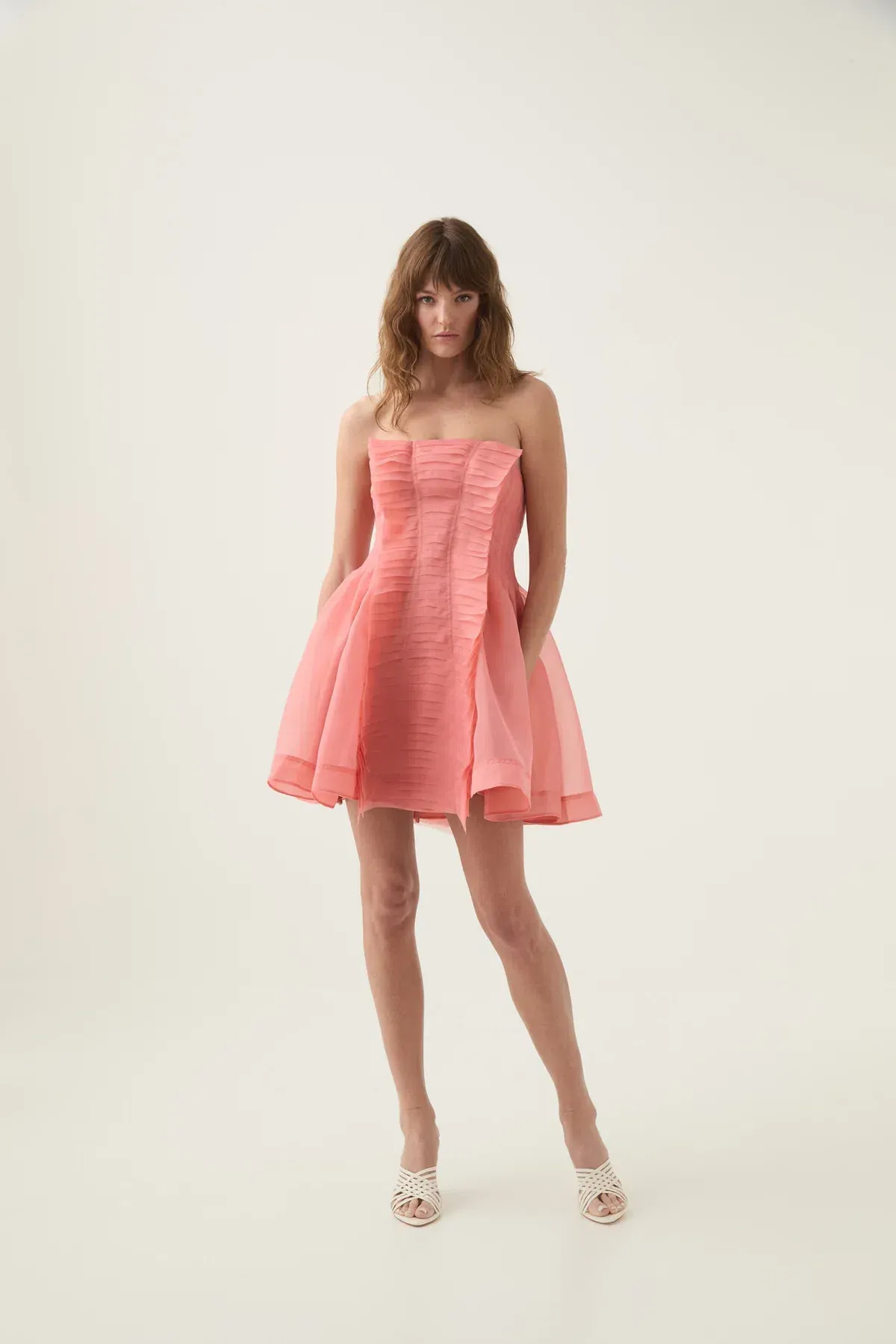 Aje Astrid Strapless Mini Dress Washed Coral Size AU 6  - Image 1