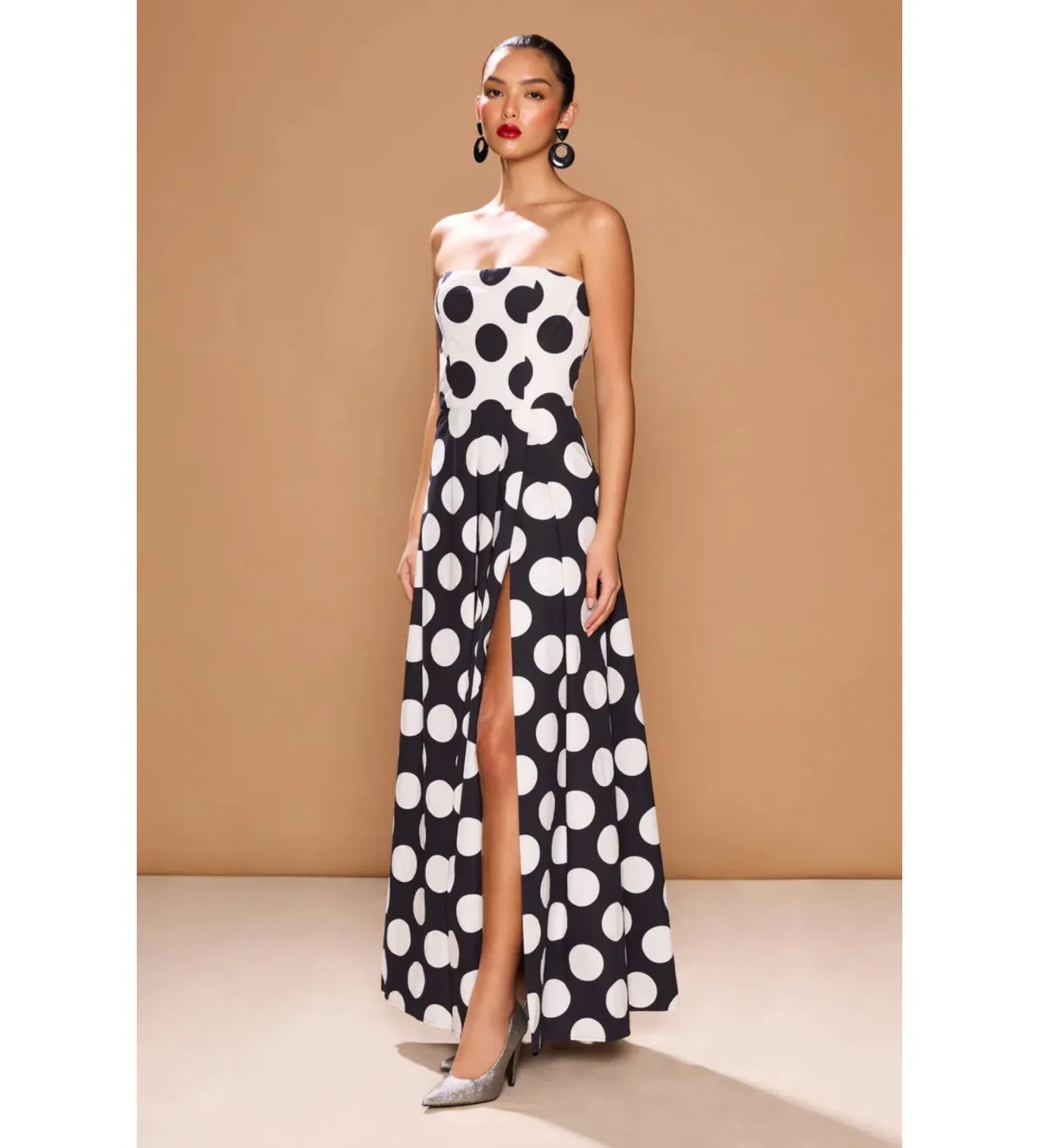 Sonya Moda Sonja Milano Polka Dot Dress Maxi Black Size AU 12 - Image 2
