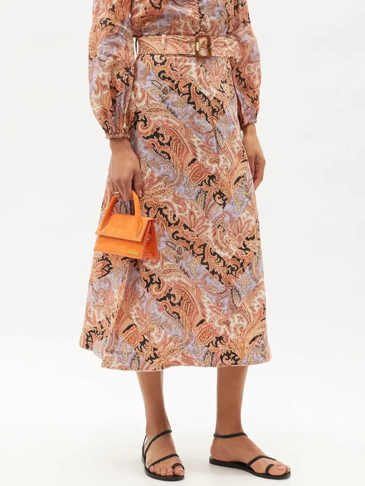 Zimmermann Botanica Chevron Midi Skirt in Chevron Paisley Size 1 AU 10 - Image 2