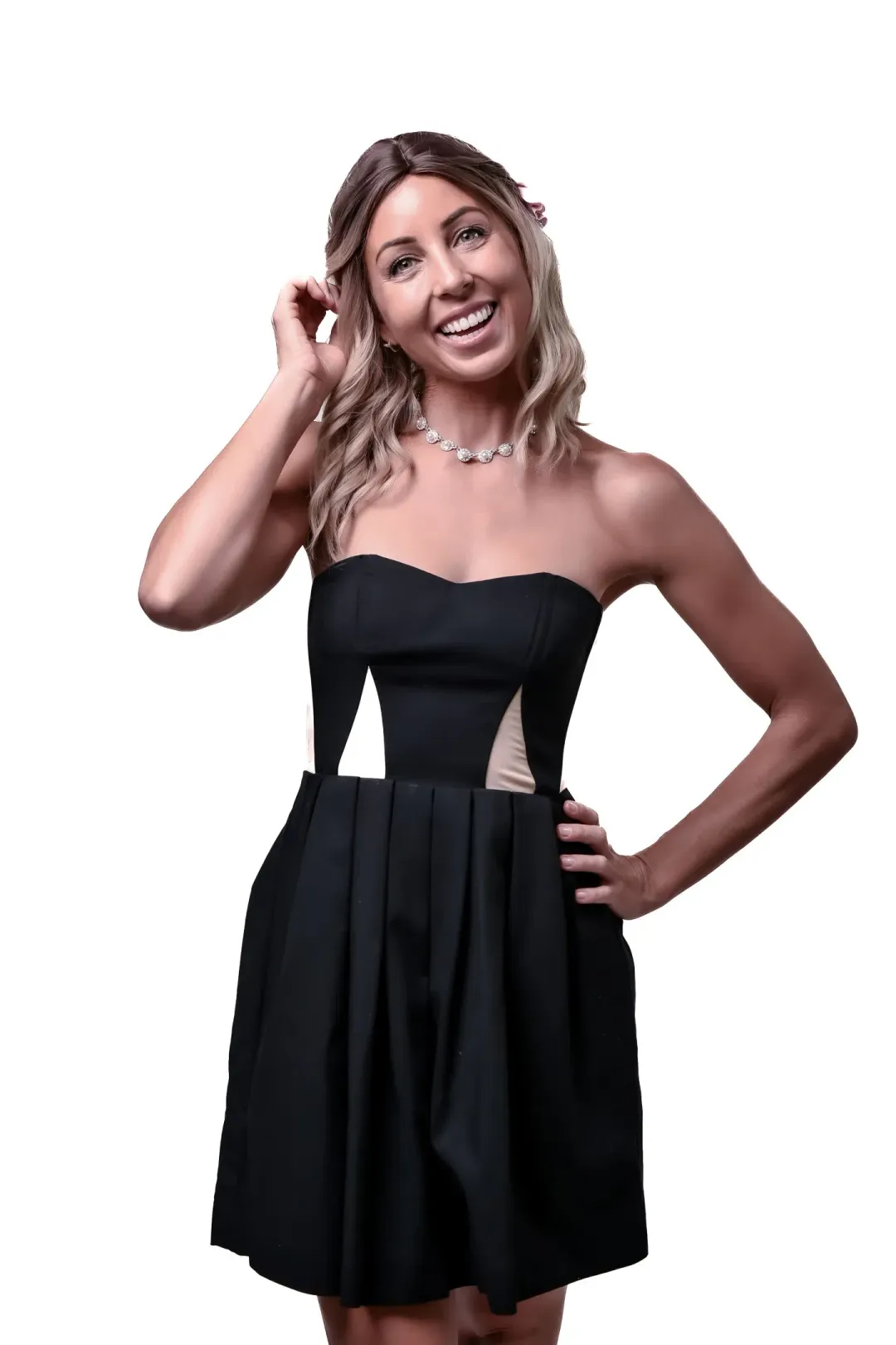 Bardot Strapless A-line Mini Dress Black/Beige Size 6 for rent on The Volte - main image