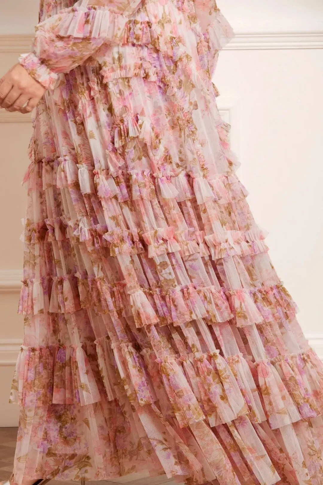 Needle and Thread Darling Meadow Ruffle Gown in Pink / Multi Size 20  for rent on The Volte - main image