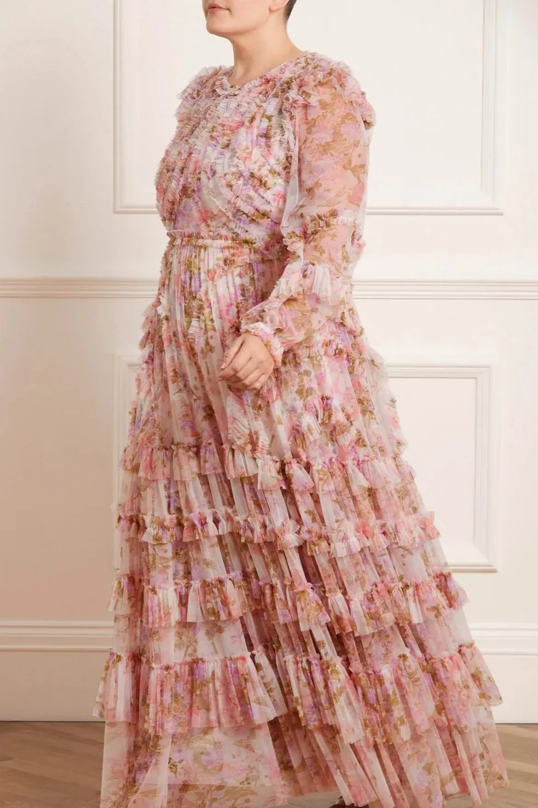 Needle and Thread Darling Meadow Ruffle Gown in Pink / Multi Size 20  for rent on The Volte - main image