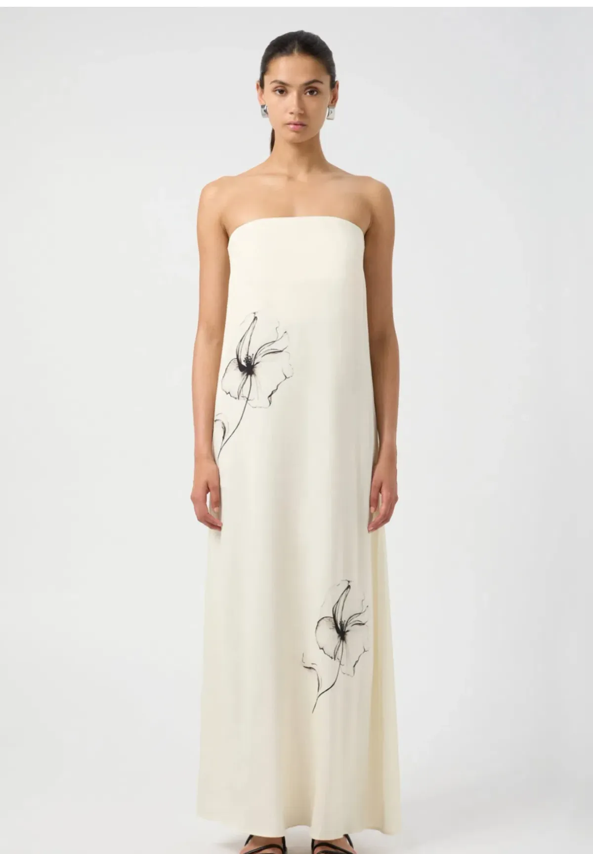 Third Form Dream State Strapless Maxi Dress Cream/Black Print Size 12 - Image 5