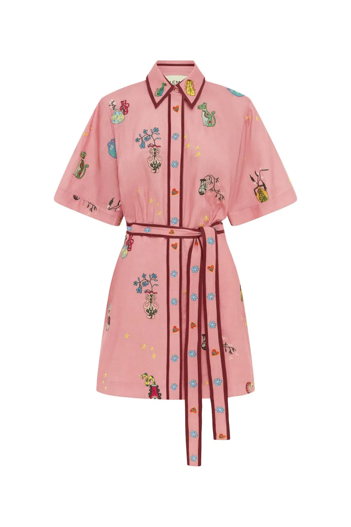 Alemais Timmy Embroidered Mini Dress Pink Size 12 - Image 4