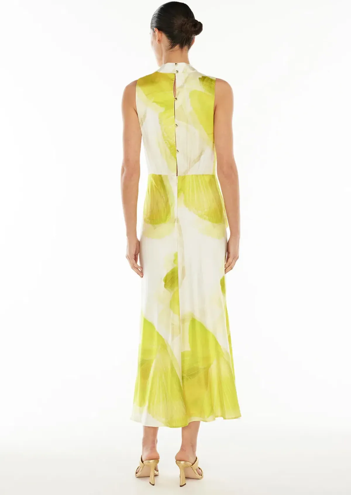 Manning Cartell Levitating Butterflies Drape Midi Dress Yellow/White Print Size 12 - Image 3