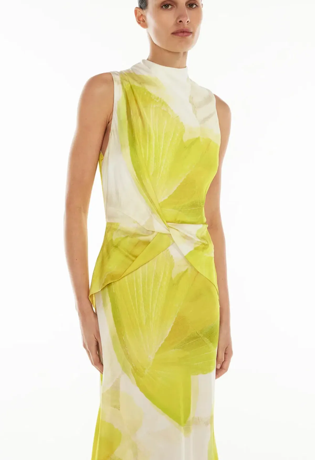 Manning Cartell Levitating Butterflies Drape Midi Dress Yellow/White Print Size 12 - Image 4