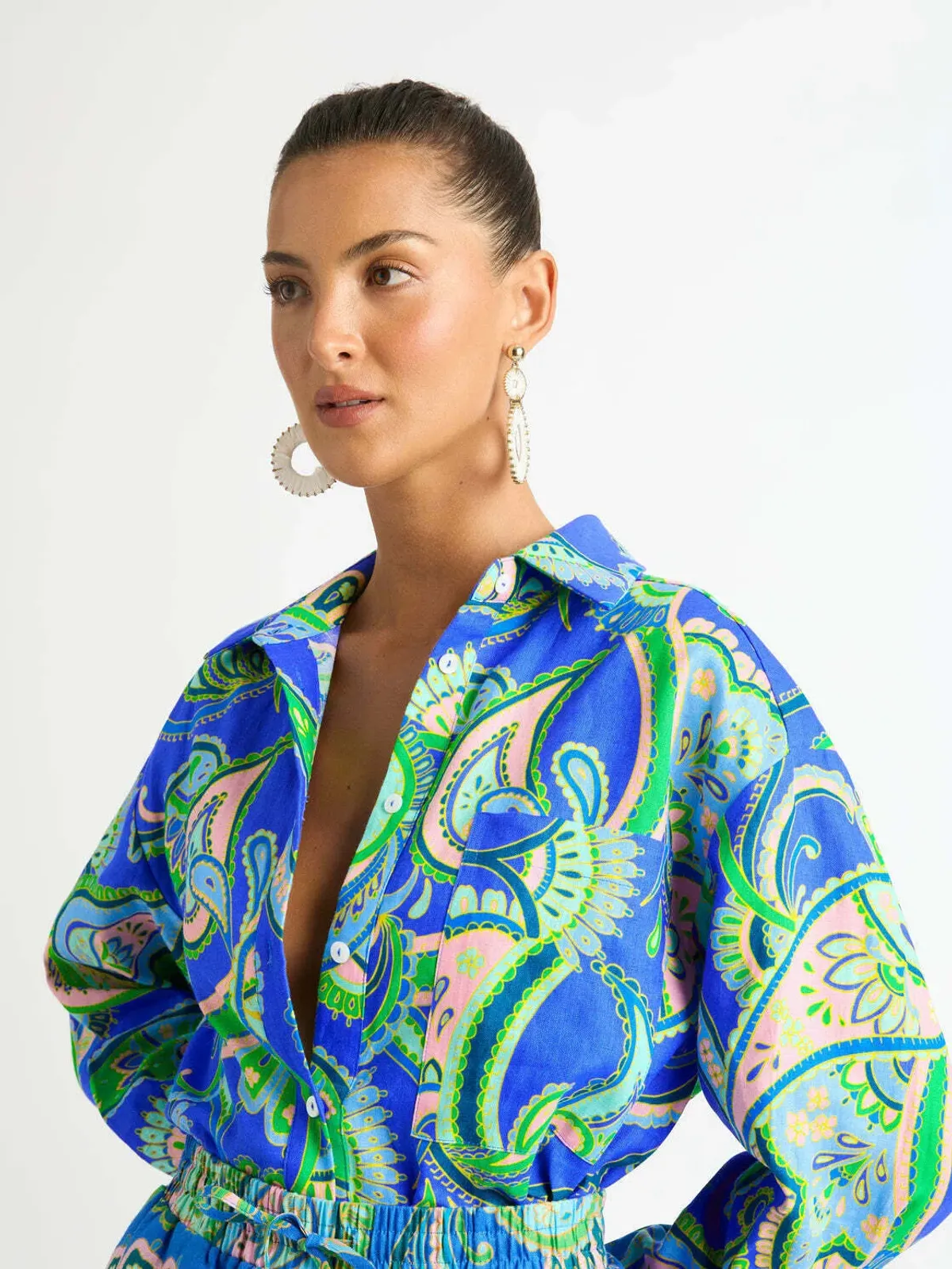 Sheike Balearic Sea Linen Shirt and Short Set Print Size 10  - Image 2