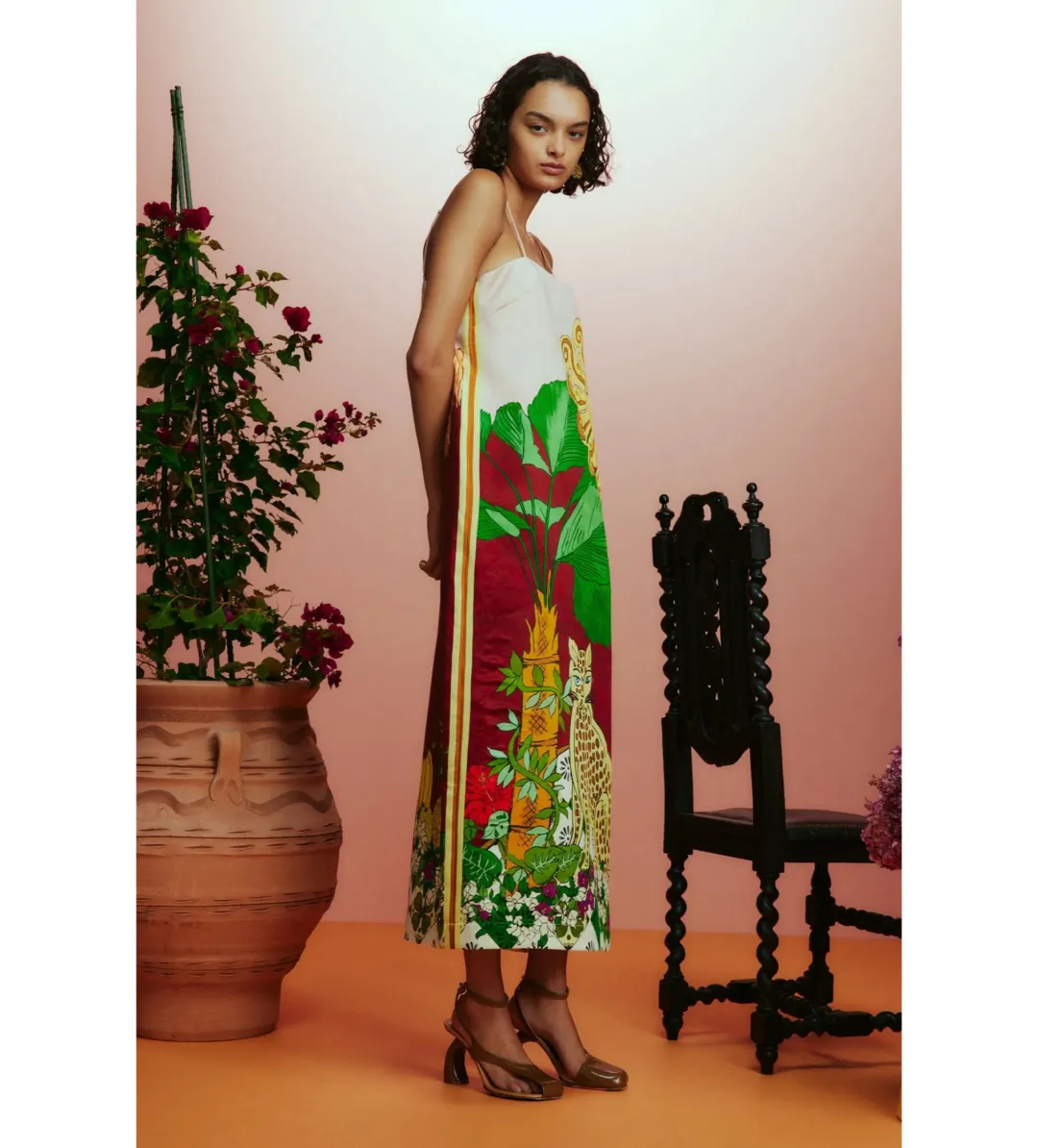 Alemais Tiger Slip Midi Dress Multi Size AU 12 for rent on The Volte - main image