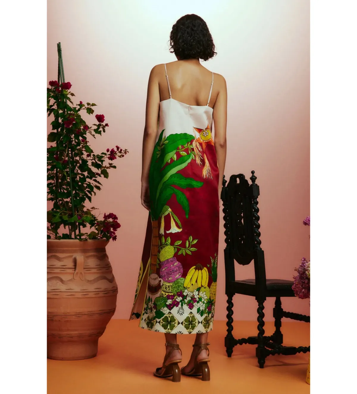 Alemais Tiger Slip Midi Dress Multi Size AU 12 - Image 3