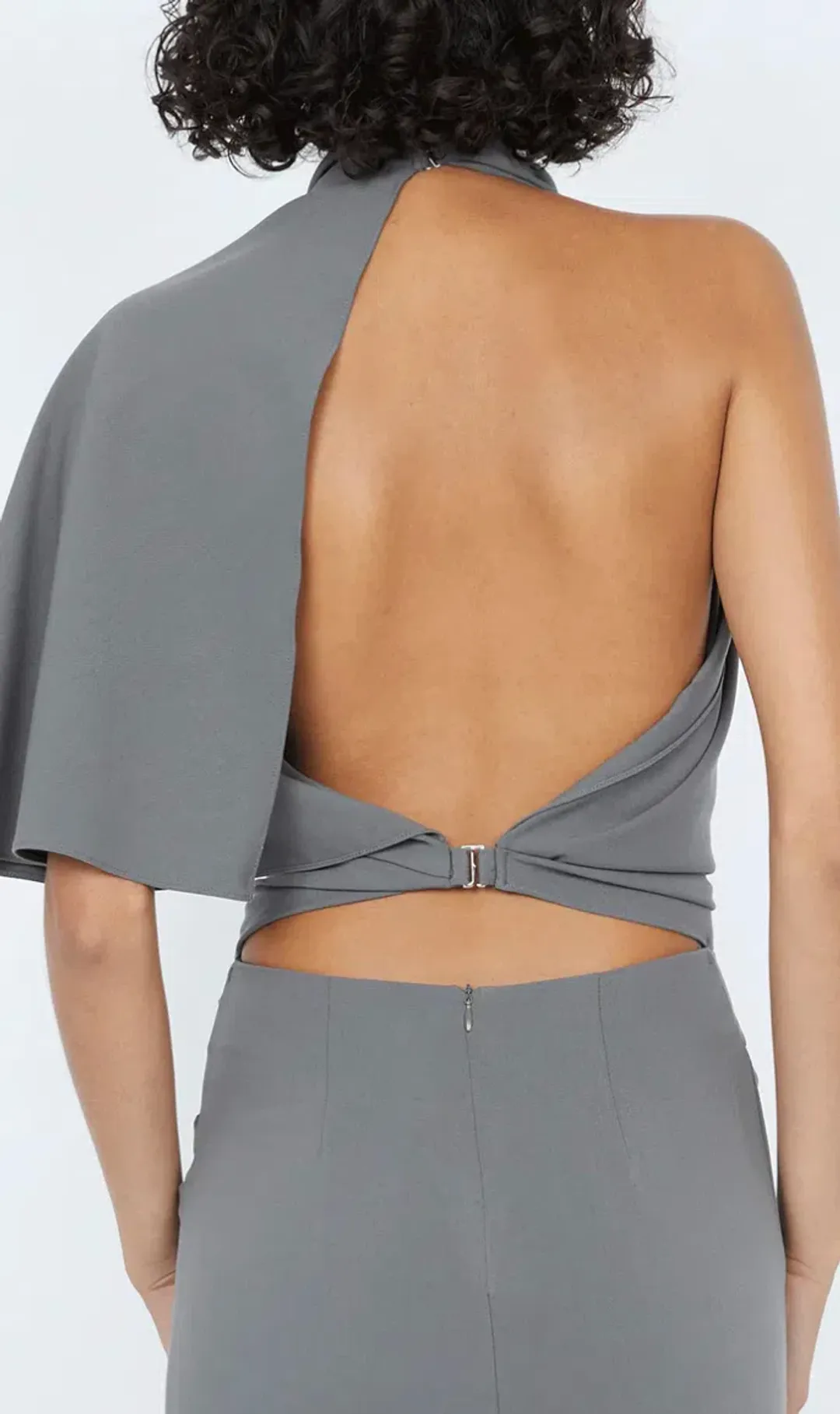 Bec & Bridge Sanja Asym Mini Dress in Elephant Grey Size 10 for rent on The Volte - main image