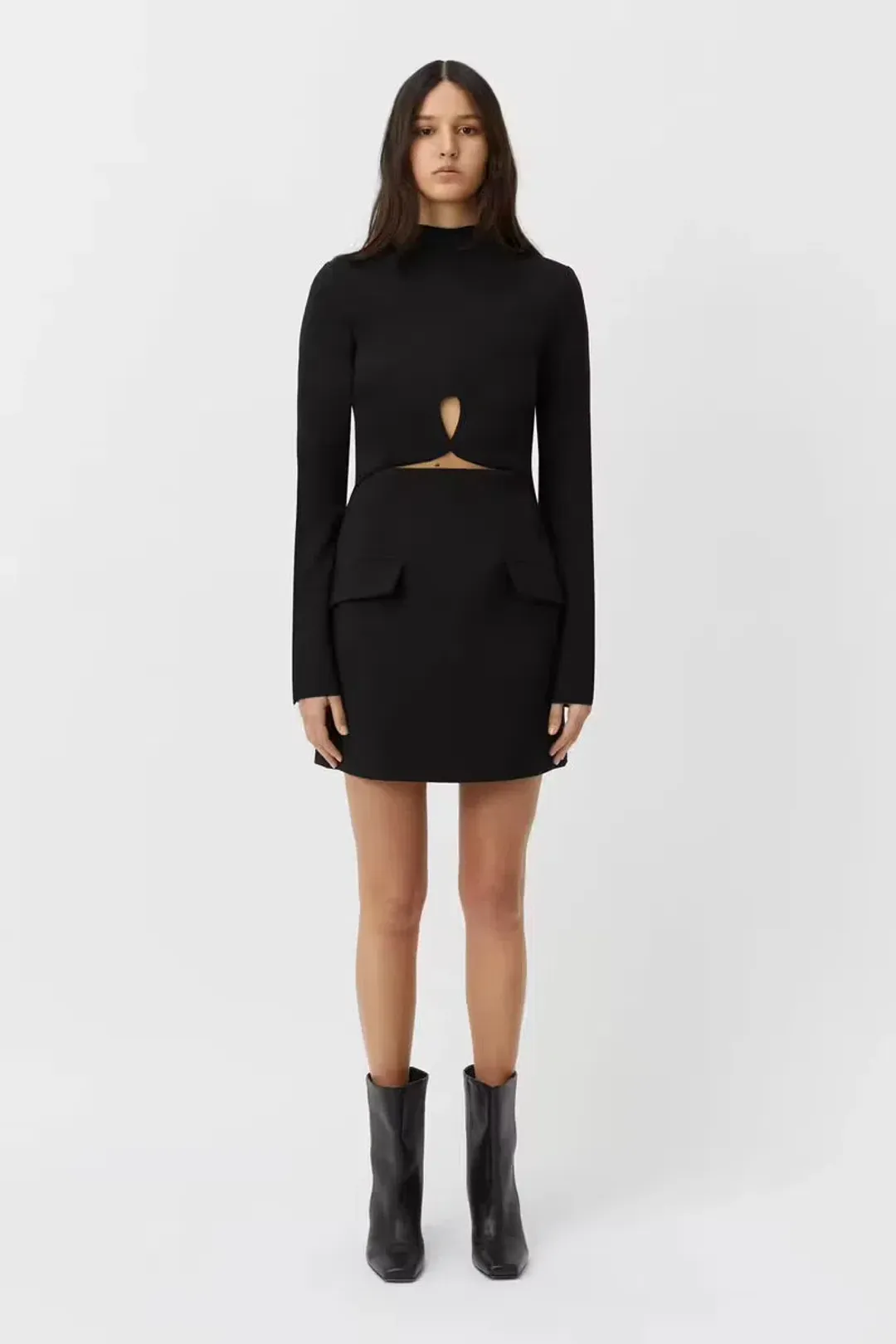 Camilla & Marc Ilona Long Sleeve Mini Dress Black Size 6 for rent on The Volte - main image