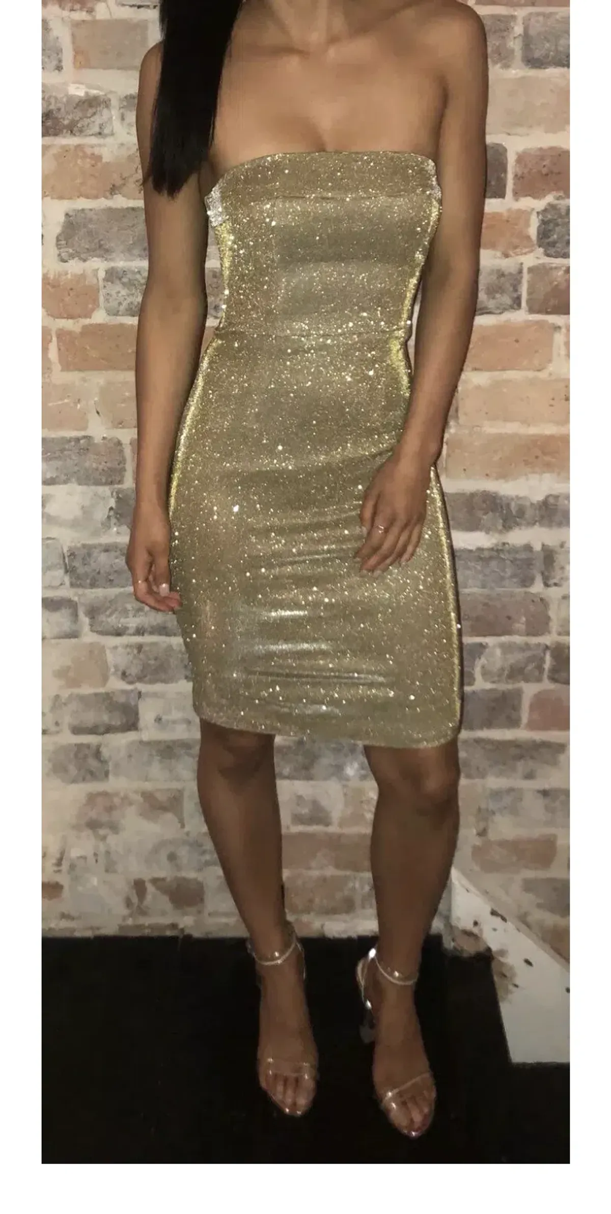 House of CB Rinah Strapless Mini Dress Iridescent Gold Size 6 - Image 2