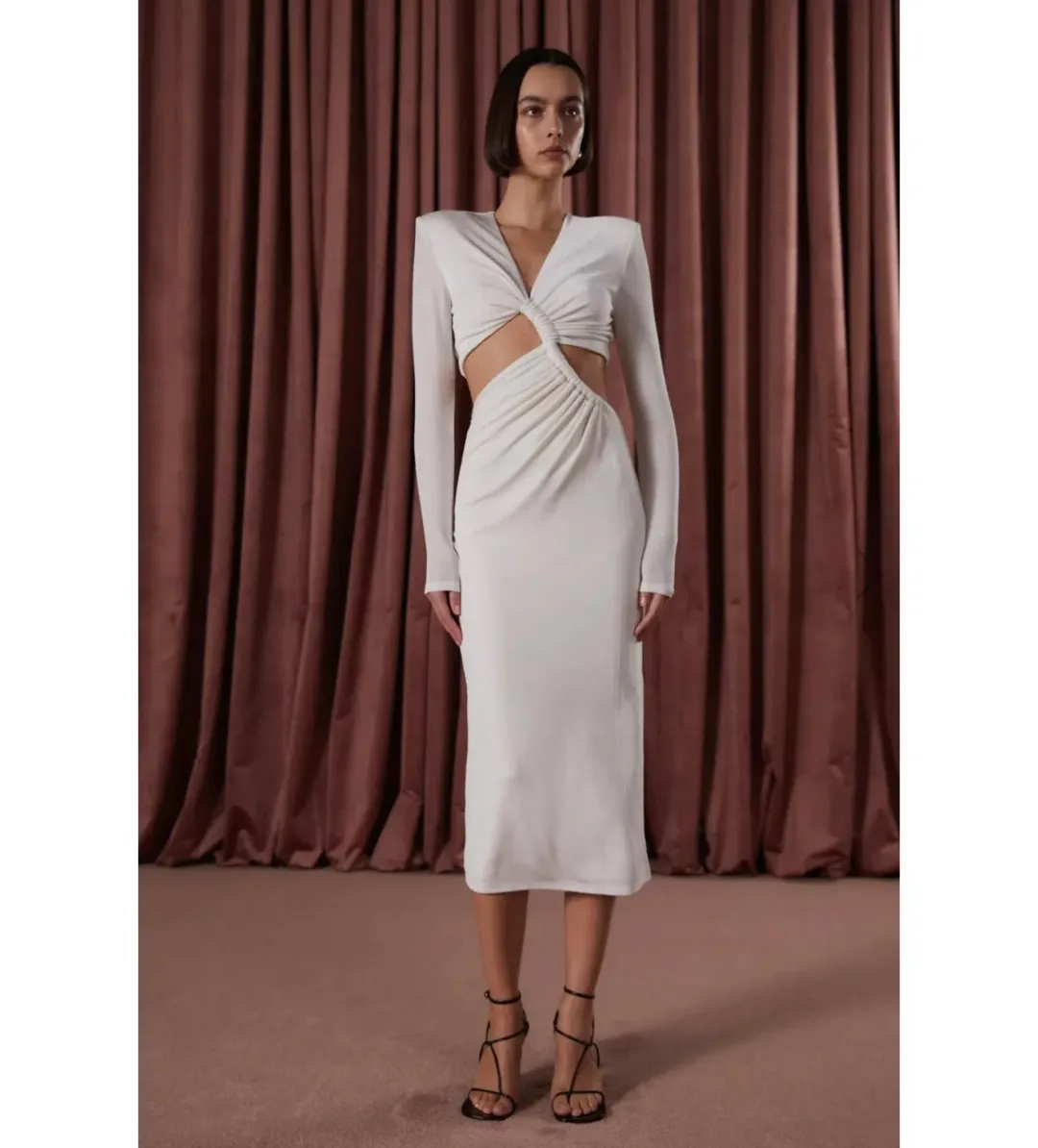 MISHA Scarlette Slinky Jersey Dress Ivory Size 8/S for rent on The Volte - main image