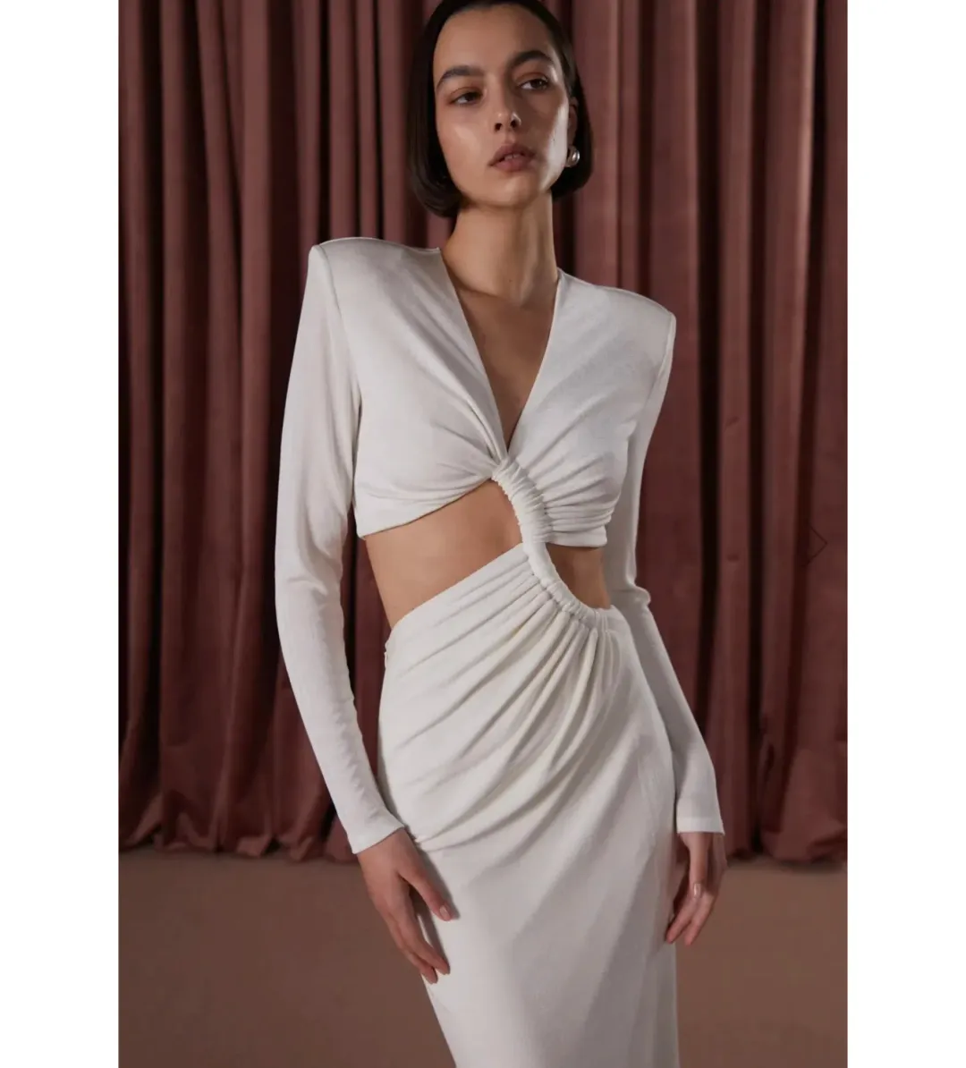 MISHA Scarlette Slinky Jersey Dress Ivory Size 8/S for rent on The Volte - main image