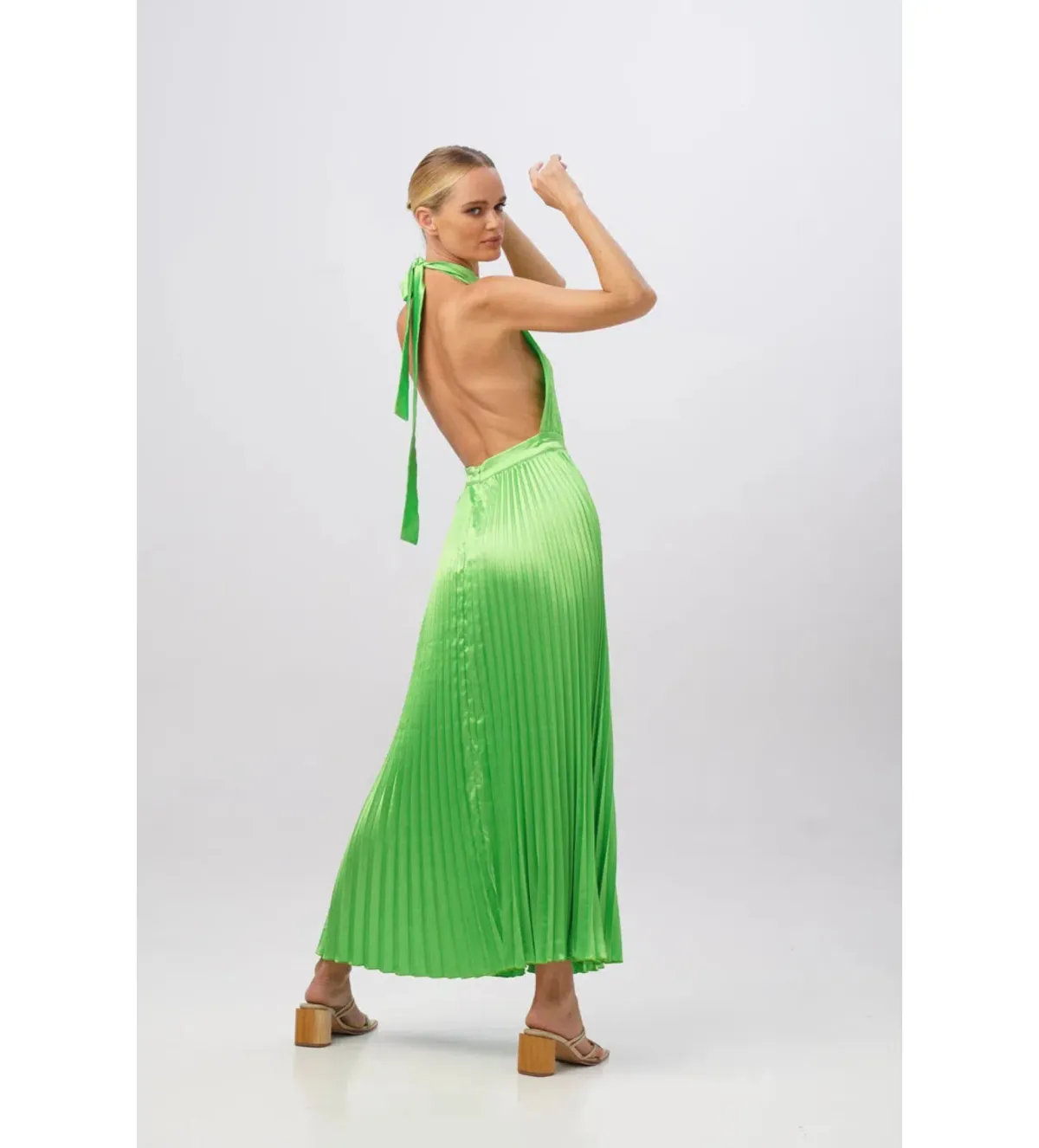 L'Idee Renaissance Split Gown in Neon Lime Size AU 8 - Image 2