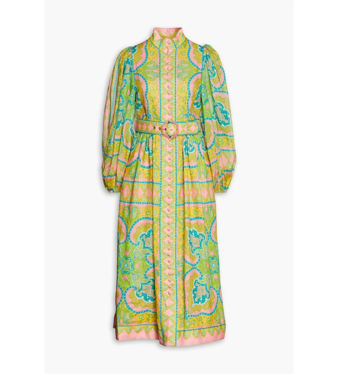 Zimmermann Estelle Midi Dress in Pink/Green Paisley Size 0 / AU 8 for rent on The Volte - main image