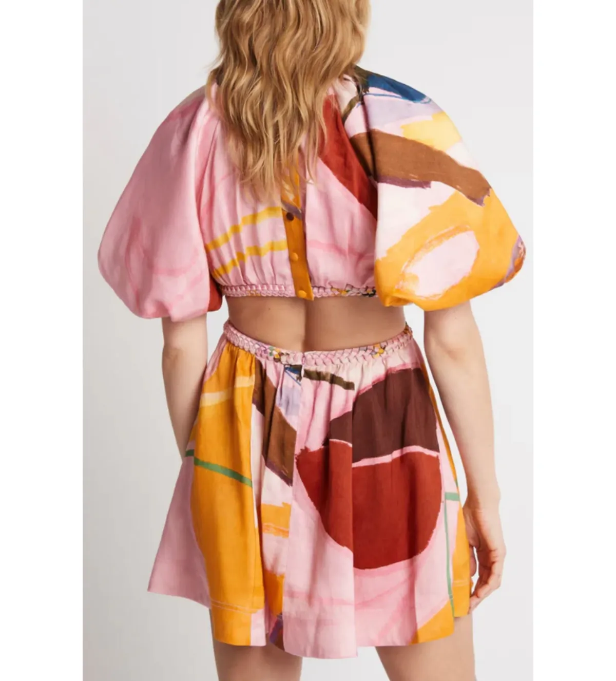 Aje Capucine Puff Sleeve Mini Dress Multi Size AU 12 - Image 2