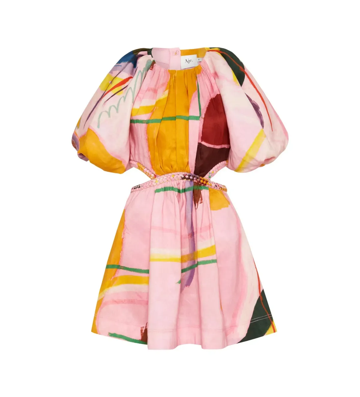 Aje Capucine Puff Sleeve Mini Dress Multi Size AU 12 - Image 3