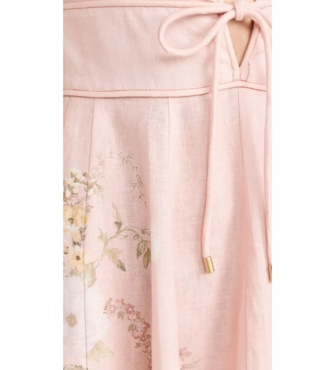 Zimmermann Waverly Plunge Midi Dress Pink Floral Size 1 / AU 10 for rent on The Volte - main image