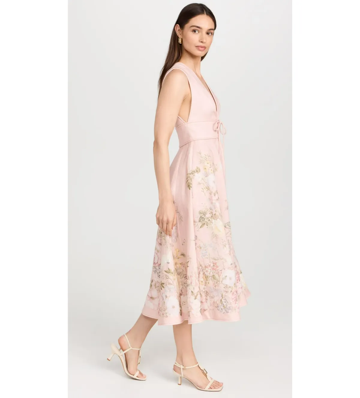 Zimmermann Waverly Plunge Midi Dress Pink Floral Size 1 / AU 10 - Image 2