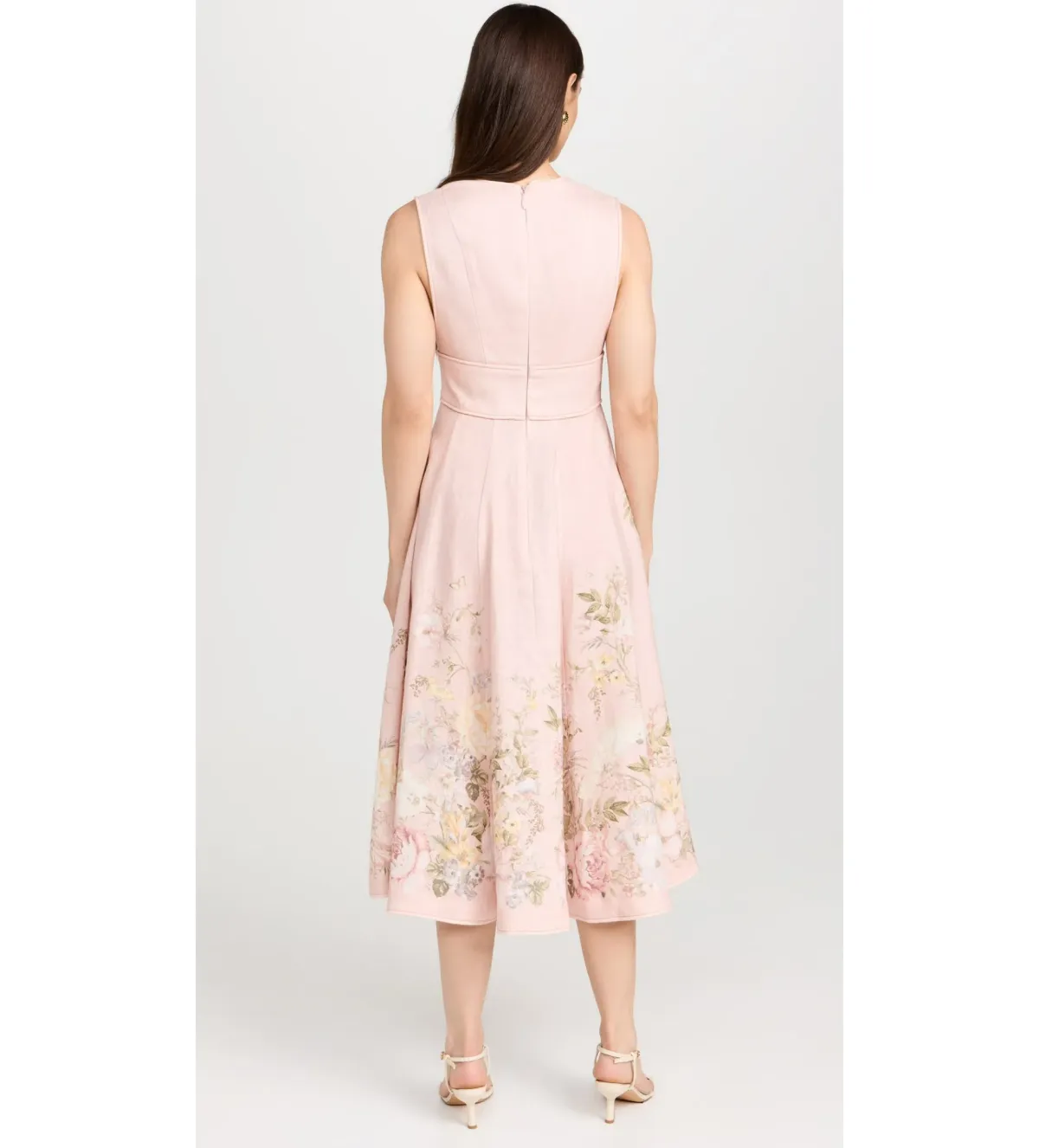 Zimmermann Waverly Plunge Midi Dress Pink Floral Size 1 / AU 10 - Image 3