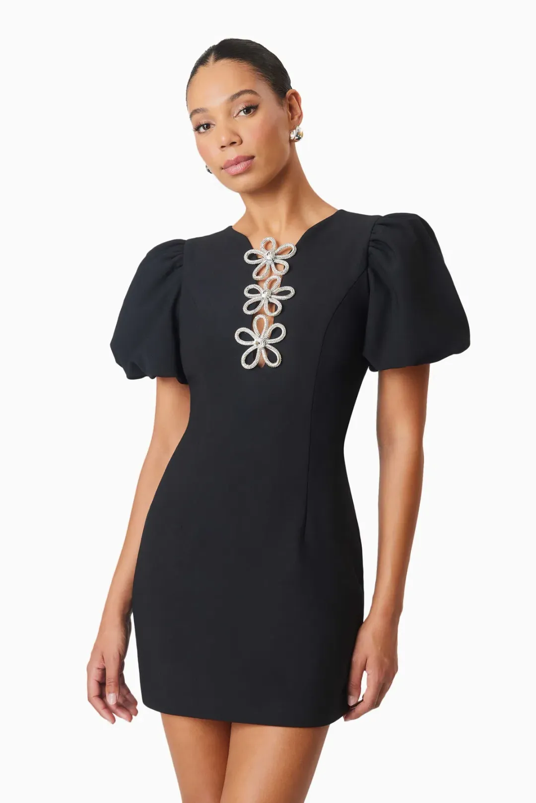 Elliatt Delia Diamante Mini Dress in Black Size 10 for rent on The Volte - main image