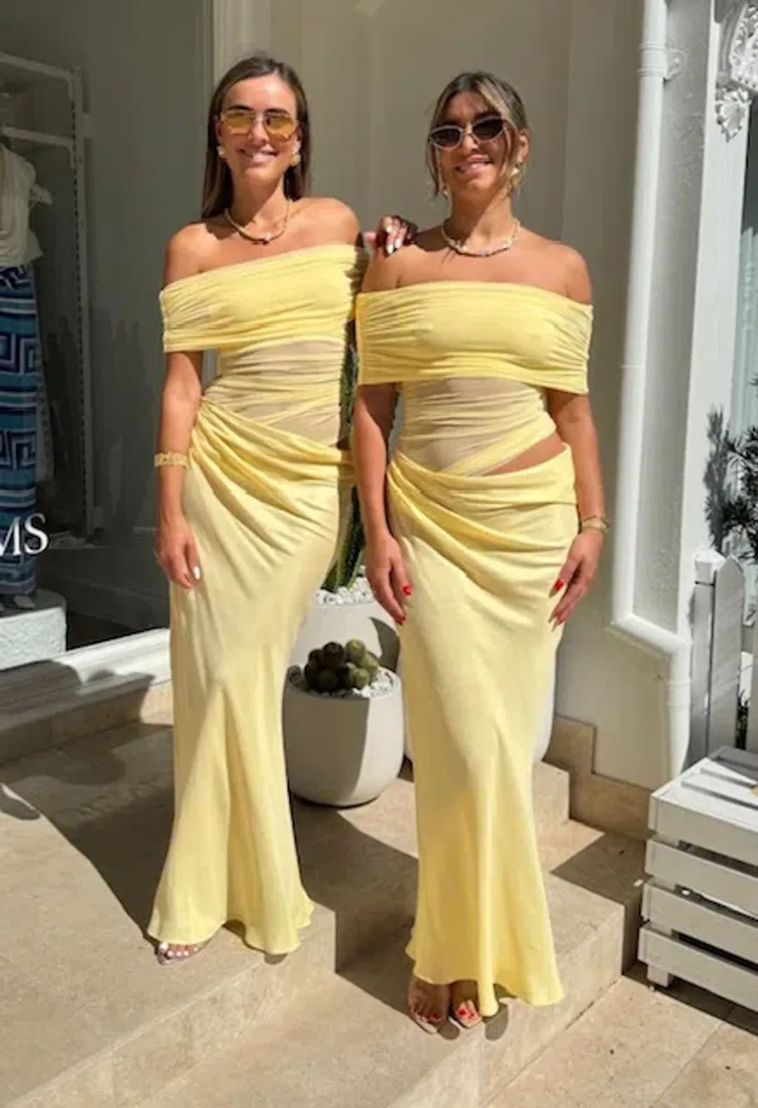 Benni Nico Off Shoulder Maxi Dress Butter Size 8 for rent on The Volte - main image