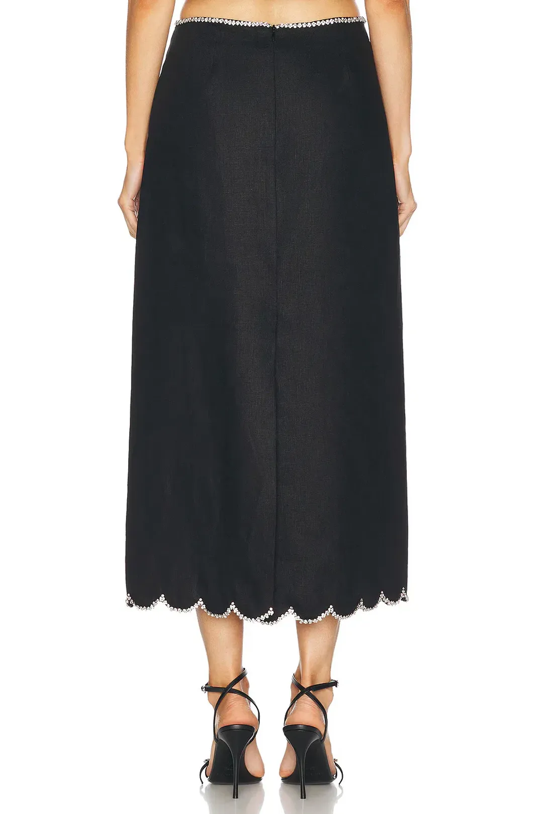 Zimmermann Crush Scalloped Top & Midi Skirt Set Black Size 0 / AU 8 for rent on The Volte - main image