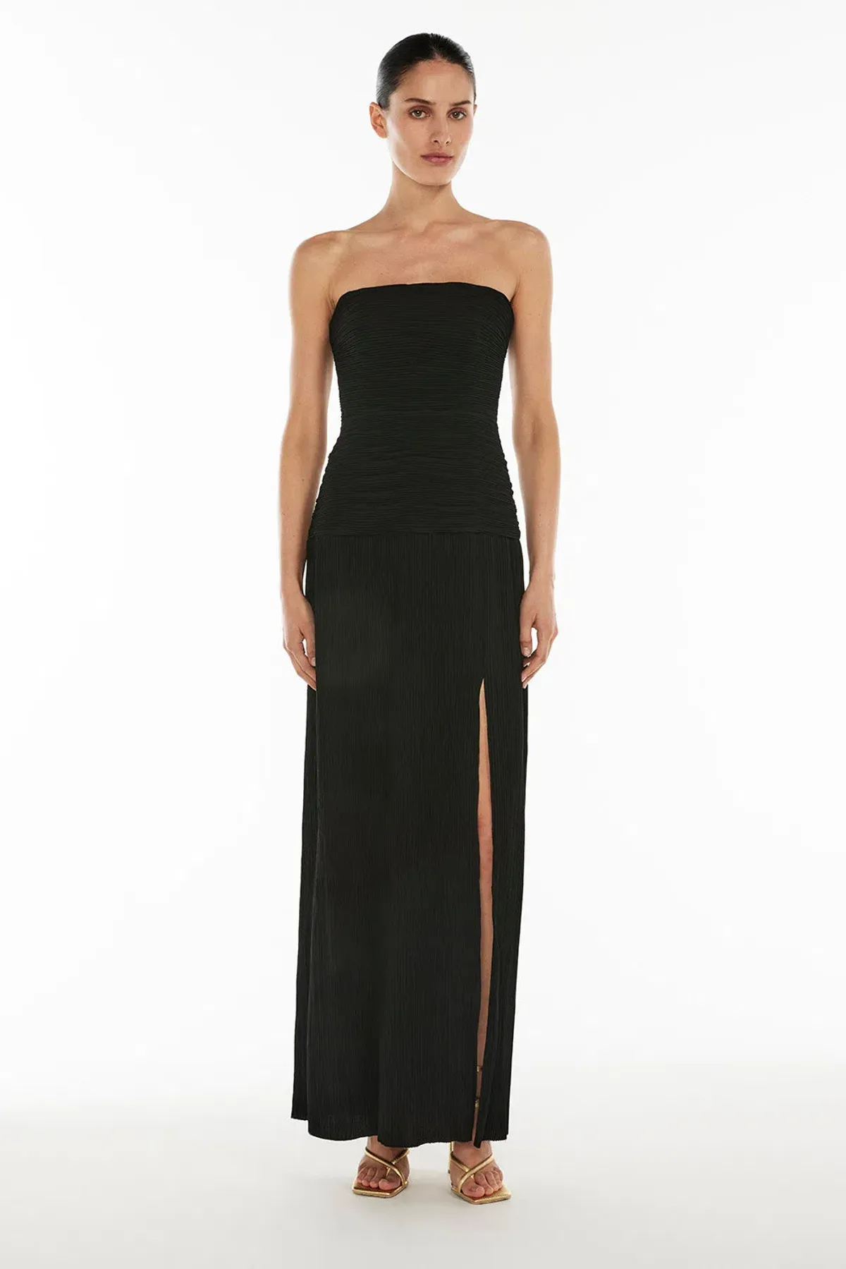Manning Cartell Double Time Pleat Strapless Dress in Black Size 8 - Image 4