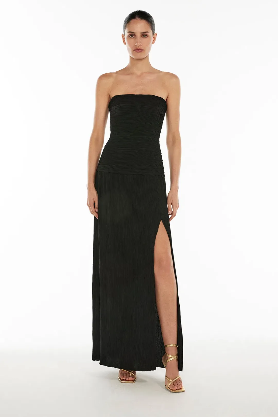 Manning Cartell Double Time Pleat Strapless in Black Size 10 for rent on The Volte - main image