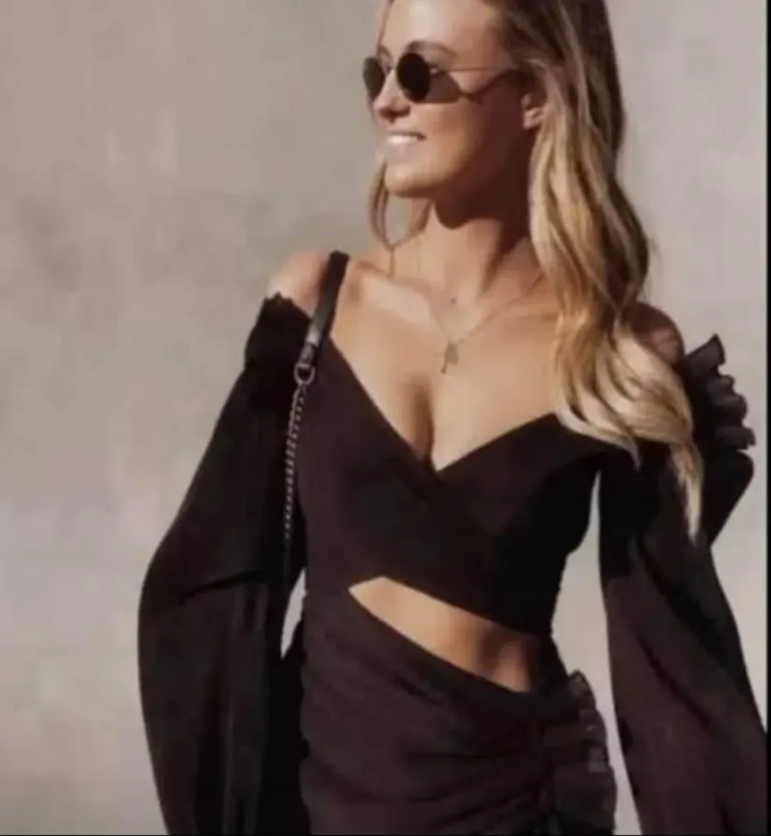 Zimmermann Golden Surfer Mini Dress in Black Size 0 / AU 8 for rent on The Volte - main image