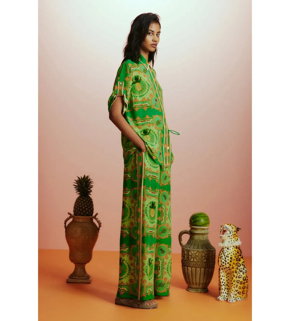 Alémais La Musica Silk Shirt and Pant Green Size AU 16 - Image 3